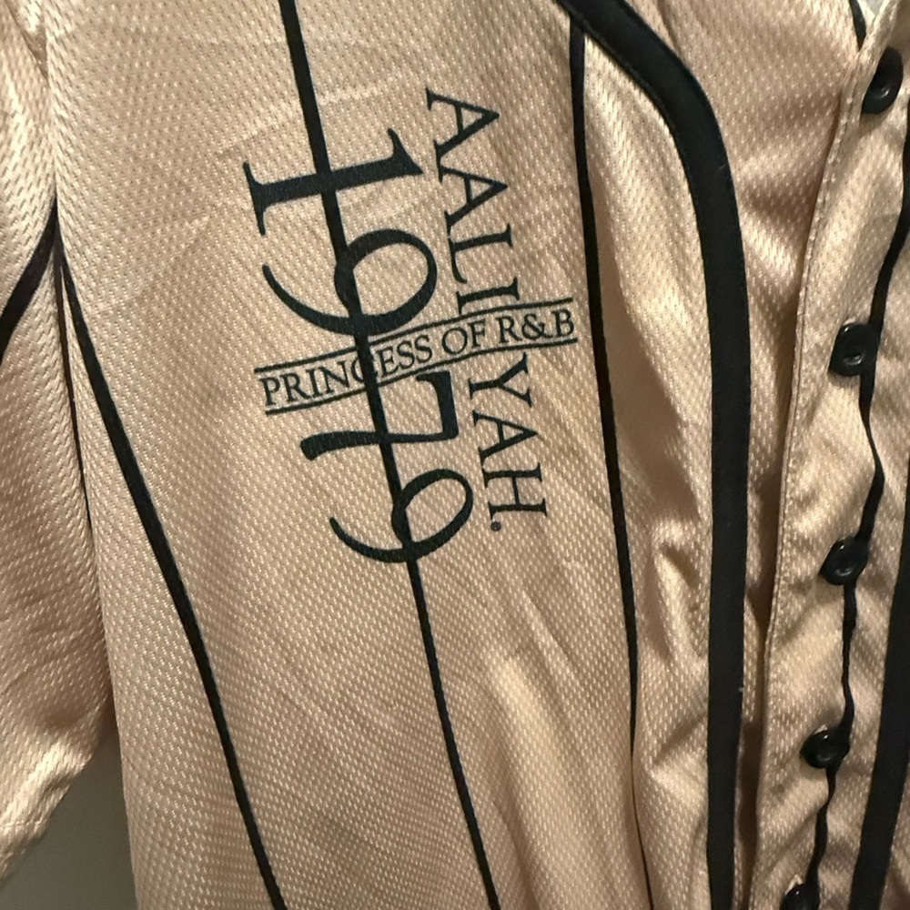 Aaliyah Pinstripe Baseball Jersey- Size M - Picture 8 of 9